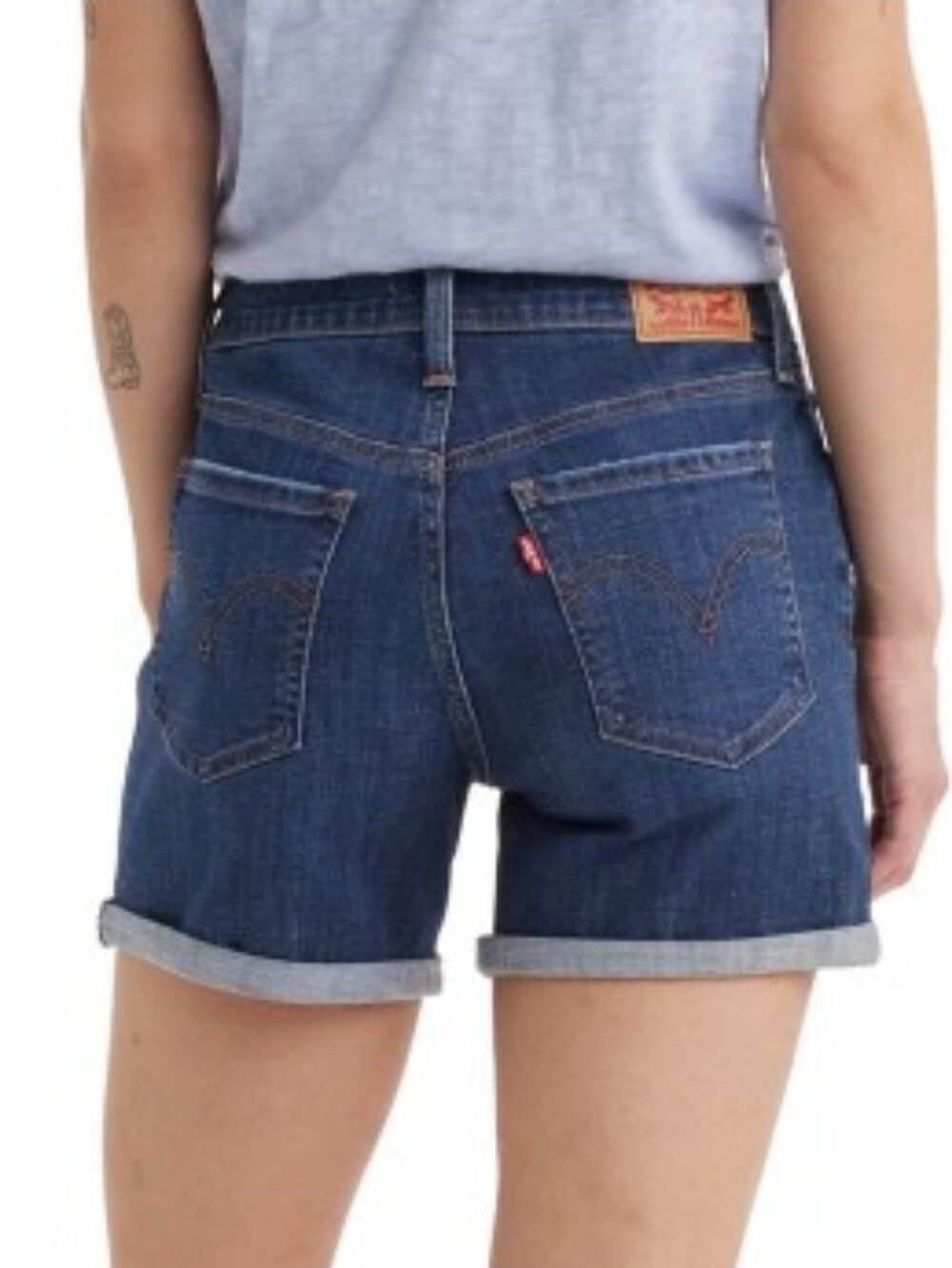 NWT Levi's Mid-Length Shorts Cuffed Hem Dark Blue Denim Waist 32